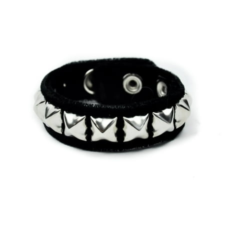 - Black Gothic Velvet Wristband Bracelet with Silver Pyramid Studs