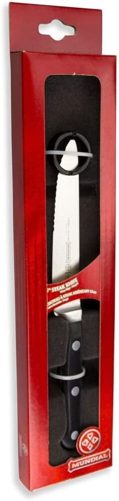 Mundial 5128-5E Black Handled Serrated 5 Steak Knife - 6 / BX"