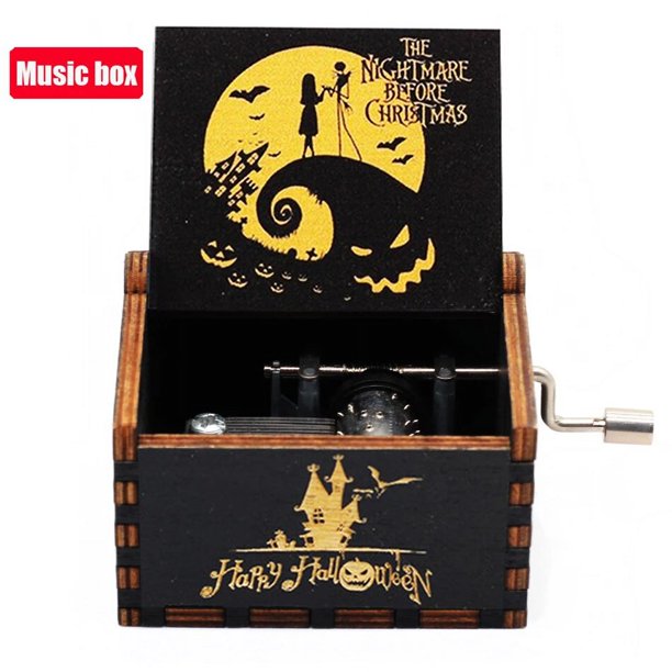 Caja de música de madera negra, regalo de cumpleaños para niño y niña, regalo de Navidad