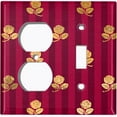 thumbnail image 4 of Metal Light Switch Plate Cover Elegant Yellow Tufted Rose Burgundy Damask DAM081, 4 of 13