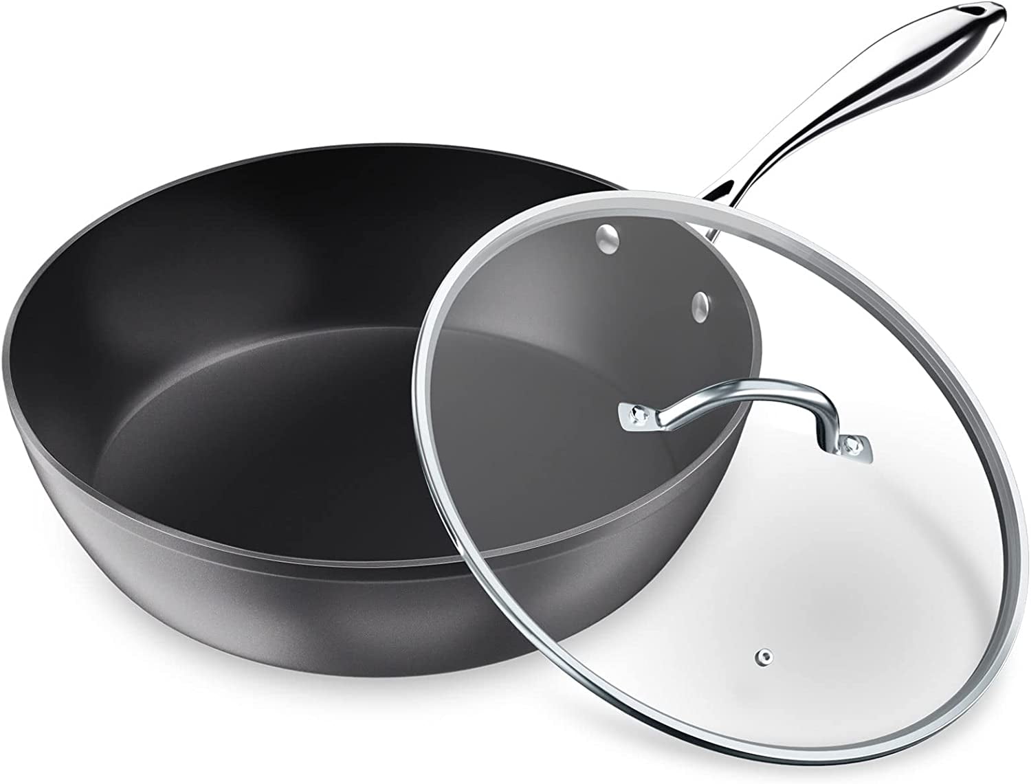 11 Inch Non stick Deep Frying Pan with Lid, Cooking Pan , Saute Pan