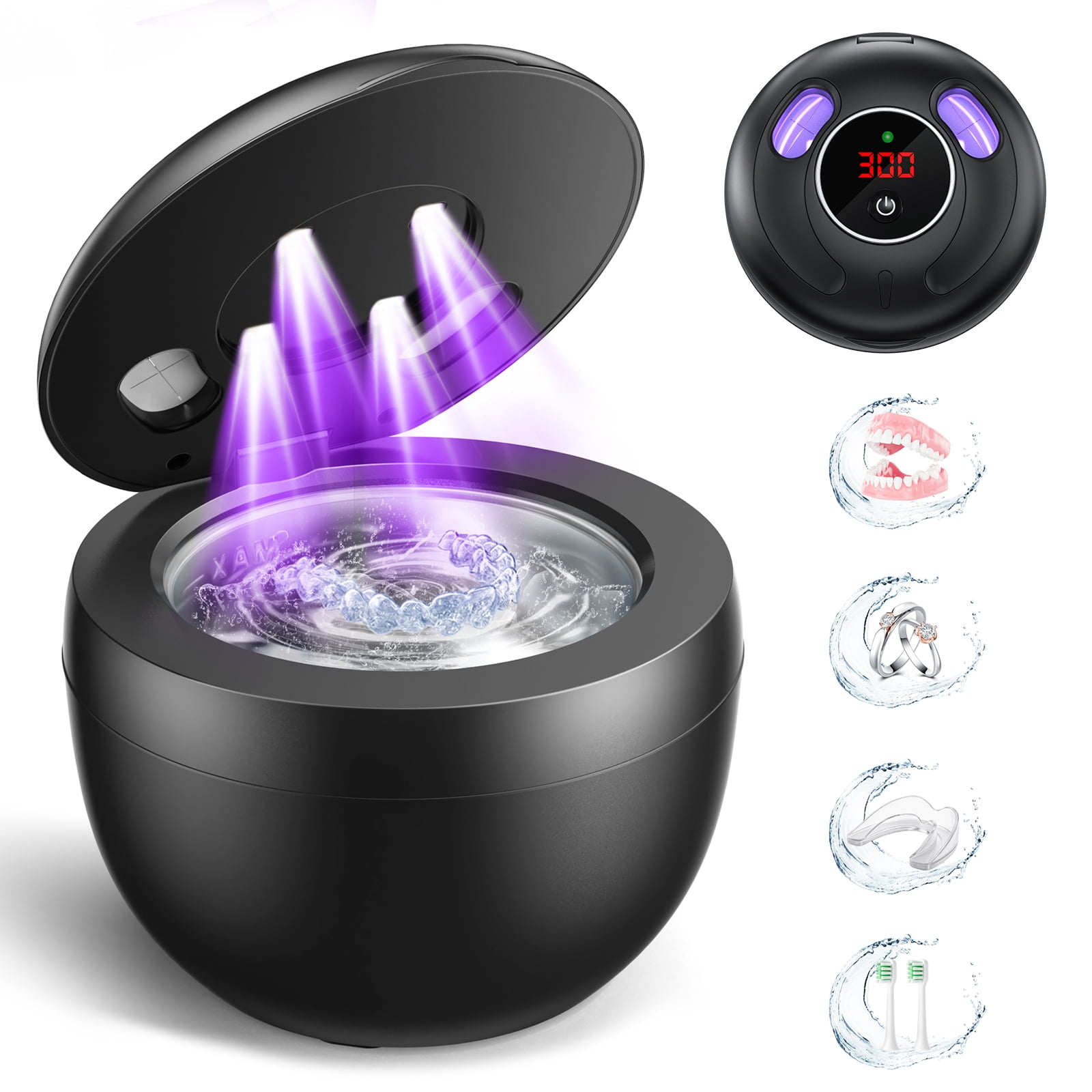 Dental Ultrasonic Retainer Cleaner Machine, 45kHz 4 Modes, Digital Timer & 200ML Capacity for Denture, Mouth Guard, Aligner, Night Guard, Braces, Toothbrush Head & Jewelry