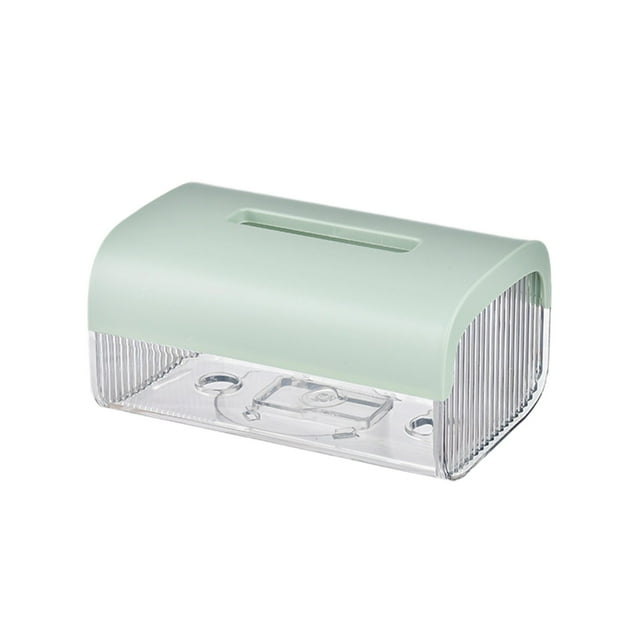 Boîte à Mouchoirs Transparente Murale Sans Perçage Verte Porte-Mouchoirs de Salle de Bain Support de Rangement pour Papier Hygiénique Organisateur