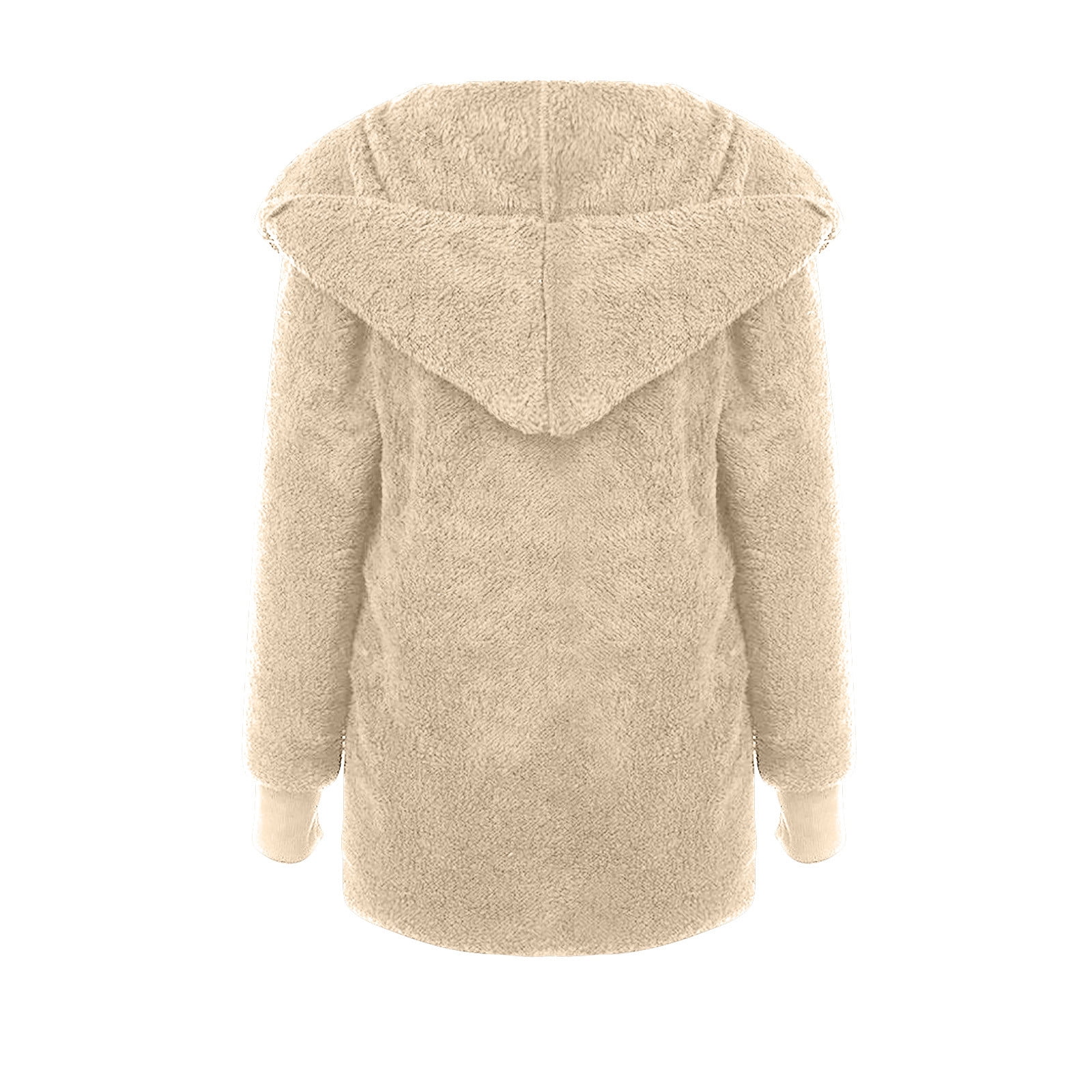 Winter Coats for Women Plus Size S-5X Fleece Long Sleeve Jackets with Hood and Pockets Ladies Casual Solid Warm Open Front Outerwear Coat