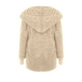 thumbnail image 3 of Aboser Women's Open Front Hooded Cardigan Fuzzy Fleece Sherpa Jackets Plus Size Plush Hoodie Coats Solid Long Sleeve Outerwear Cozy Soft Winter Jacket Coat with Pockets, 3 of 9