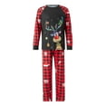 thumbnail image 3 of Christmas Family Matching Pajamas Set, Long Sleeve Snowman/Elk Print Tops with Plaid Pants, 3 of 10