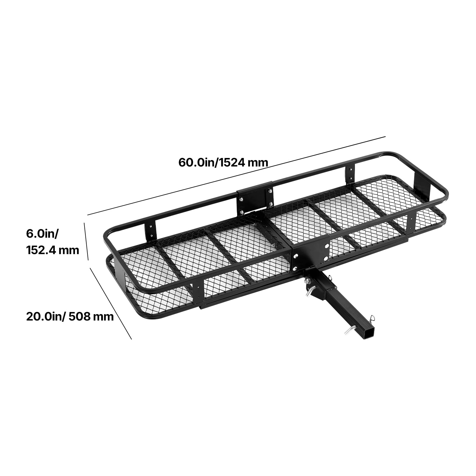 VEVOR Hitch Cargo Carrier,60" x 20" x 6", 500 lbs Capacity Hitch Cargo Carrier with Cargo Net & Waterproof Cargo Bag, Folding Hitch Mount Cargo Carrier with Hitch Lock for 2" Receiver, Fit for SUVs