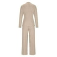 thumbnail image 5 of Enjoytime 2 Piece Outfits for Women Solid Color Long Sleeve Button Down Shirts Straight Pants Knitted Loungewear Casual Business Work Matching Sets Beige M, 5 of 7