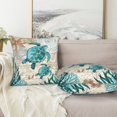 thumbnail image 5 of 2 piezas Funda de almohada decorativa de estilo mediterráneo con diseño de tortuga marina, de lino y algodón, cuadrada, para 18 x 18 pulgadas, 5 of 5