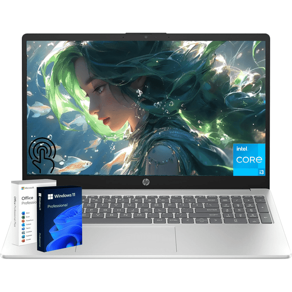 HP 15.6" HD Touch Laptop for Business & Student, Intel i3-1215U, 32GB RAM, 1TB SSD, Wi-Fi, HDMI, Windows 11 Pro
