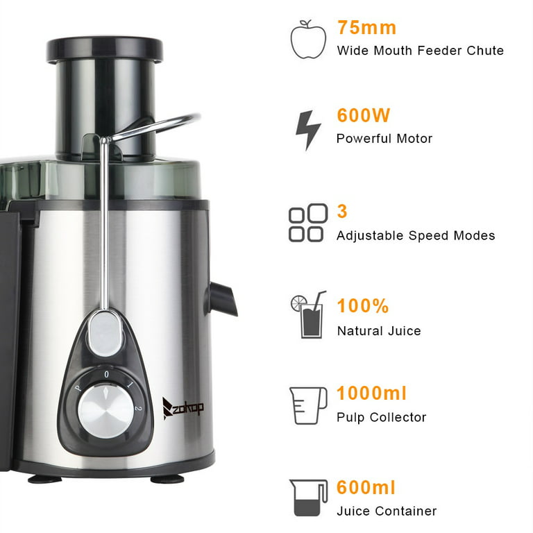 Juicer Machine, 600W Juicer with 3.5” Wide Chute for Whole Fruits and Veg,  Juice Extractor with 3 Speeds, BPA Free, Easy to Clean, Compact Centrifugal