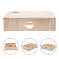 thumbnail image 1 of OULII 1Set Hamster Maze House Light Yellow Wooden Hideout for Guinea Pigs Rats and Other Small Pets, 1 of 7