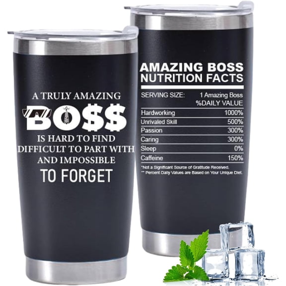 Boss Day Gifts for Boss Lady, 20oz Funny Boss Lady Tumbler, Boss Lady Nutrition Fact Gifts for Women Manager Coworker Employer, Best Boss Gifts For Women, Boss Retirement Gifts For Women (03)