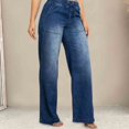 thumbnail image 6 of Miluxas Womens Plus Size Jeans High Waisted Straight Leg Wide Leg Jean Trendy Stretchy Drawstring Denim Pants Dark Blue S(S), 6 of 6