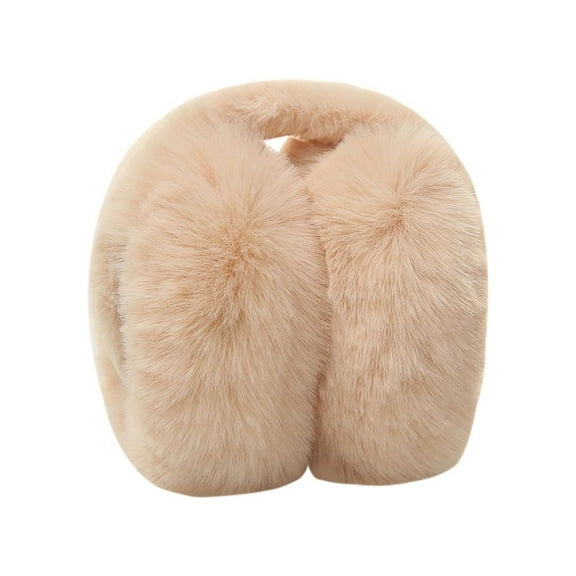 Fashion Women Men Cold Protection Soft Plush Earmuffs Winter Warm Foldable Earflaps Faux Fur Ear-Muffs BEIGE