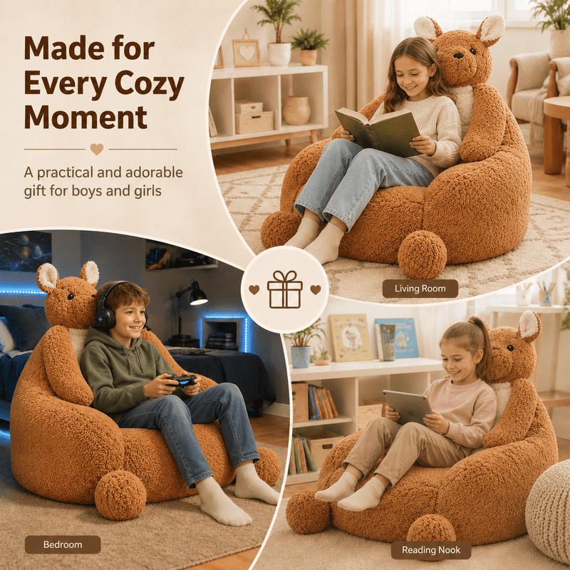 Simple Deluxe 31 in Kangaroo Memory Foam Bean Bag Chair, Faux Fur Cover