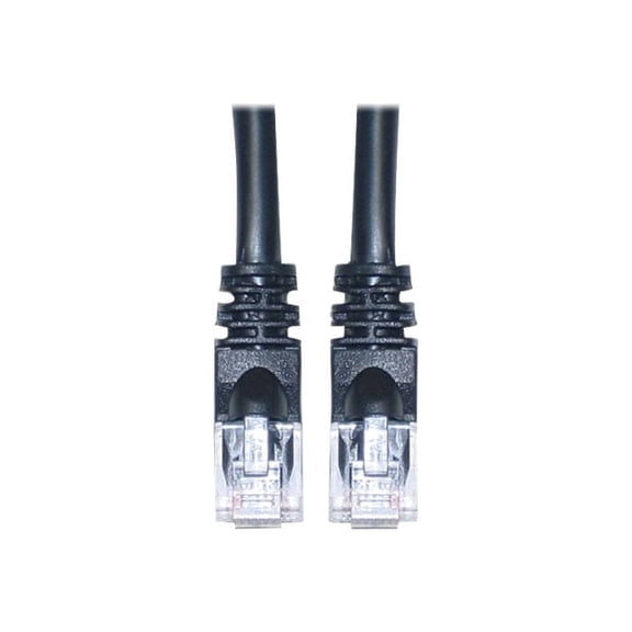 Cat6A Black Ethernet Patch Cable, Snagless - Molded Boot, 500 Mhz, 15 Foot