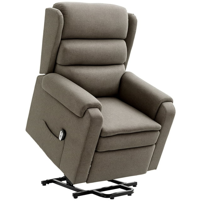 HOMCOM Lift Chair for Elderly, Power Chair Recliner with Footrest, Remote Control, Side Pockets for Living Room, Brown