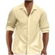 thumbnail image 1 of pstuiky camisa de manga larga para hombre, Camisa informal de moda para hombre, con cuello en V y mangas cortas, transpirable y con botones. Tops casuales para hombres xxl, 1 of 6