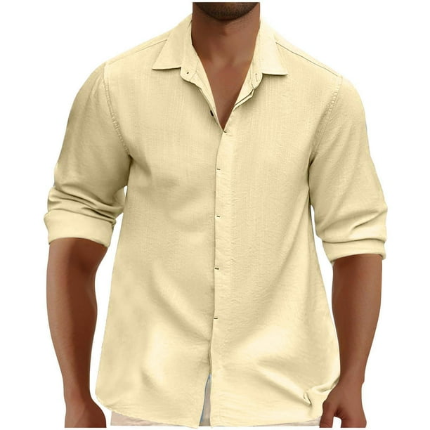 pstuiky camisa de manga larga para hombre, Camisa informal de moda para hombre, con cuello en V y mangas cortas, transpirable y con botones. Tops casuales para hombres xxl