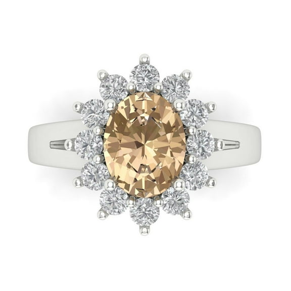 Clara Pucci 14K White Gold 2.72ct YellowMoissanite Halo Ring for Women