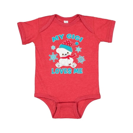 

Inktastic Polar Bear My Gigi Loves Me in Santa Hat with Snowflakes Gift Baby Boy or Baby Girl Bodysuit