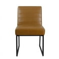 thumbnail image 3 of HomePop Channel Back Dining Chair with Metal Legs, Carmel Faux Leather, 3 of 10