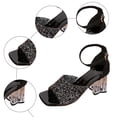 thumbnail image 5 of Rokment Bling Sequin Square Toe Dressy Sandals for Women Bride Wedding Delicate Sparkly Clear Chunky Block High Heels Ankle Strap Dress Pumps Summer Shoes Black Size 6, 5 of 6