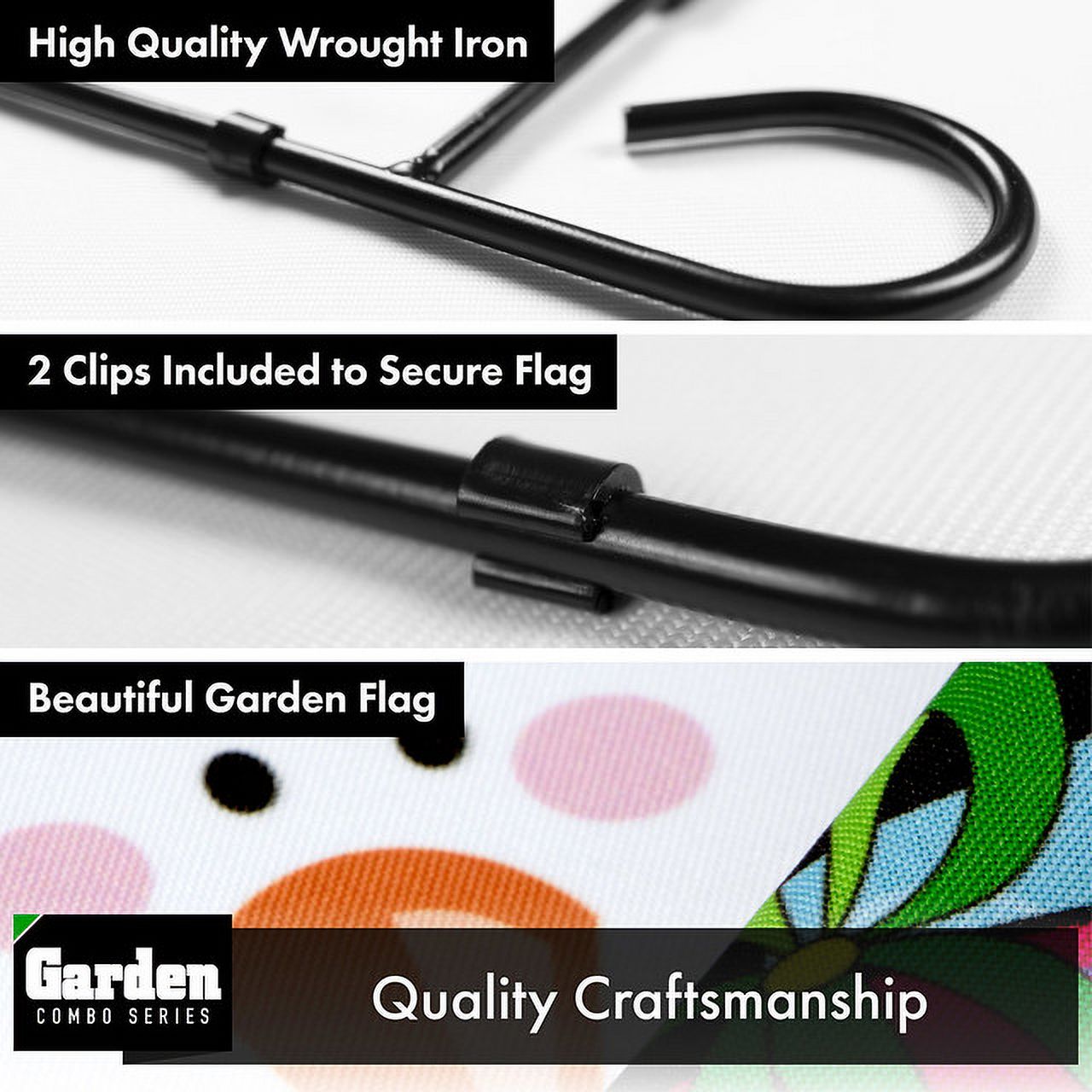 G128 2sets: 36"x16" Garden Yard Flag Stand Black & 12"x18" Christmas Garden Flag Penguin Candy Cane