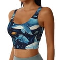 thumbnail image 2 of Pofeuu Playful Whales Underwater Scene Print Sports Bra for Women Sexy Vest Yoga Running Gym Fitness Crop Bras Tops-Medium, 2 of 8