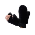 thumbnail image 2 of C.C Women's Faux Fur Wrist Length Fingerless Sherpa Lined Convertible Mittens Gloves, Black, 2 of 3