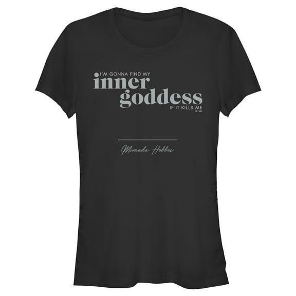 Junior's Sex and the City Miranda Find Inner Goddess Graphic Tee Black Small