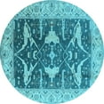 thumbnail image 1 of Ahgly Company Indoor Round Oriental Light Blue Industrial Area Rugs, 3' Round, 1 of 4
