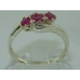 thumbnail image 3 of LBG British Made 18k White Gold Natural Ruby Womens Trilogy Ring - 33 size options - Size 6.25, 3 of 7