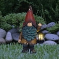 thumbnail image 5 of Alpine Corporation Solar Vintage Gnome Holding Lamp w/ Orange Hat Statuary, 5 of 5