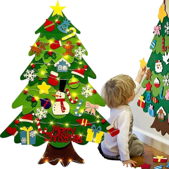 Felt Christmas Tree for Toddlers, Montessori Felt Christmas Tree, DIY Wall Hanging Holiday Decor for Kids & Classrooms