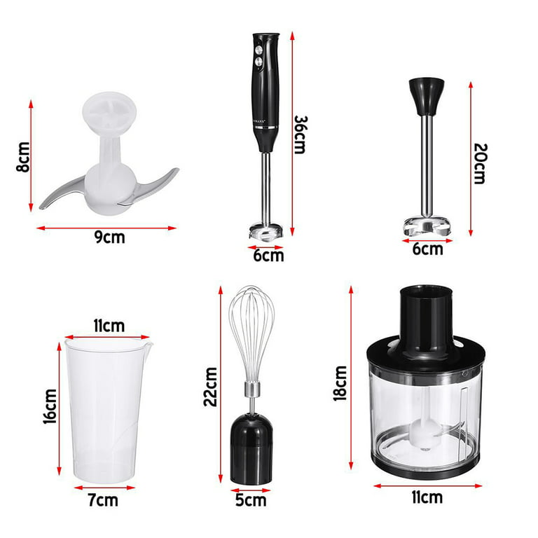 HOMCOM Immersion Hand Blender, 400W 4-in-1 Handheld Stick Blender with  Adjustable Speed, 500ml Chopper, Egg Whisk, 800ml Measuring Cup, and  Stainless Steel Blades, Silver/Black