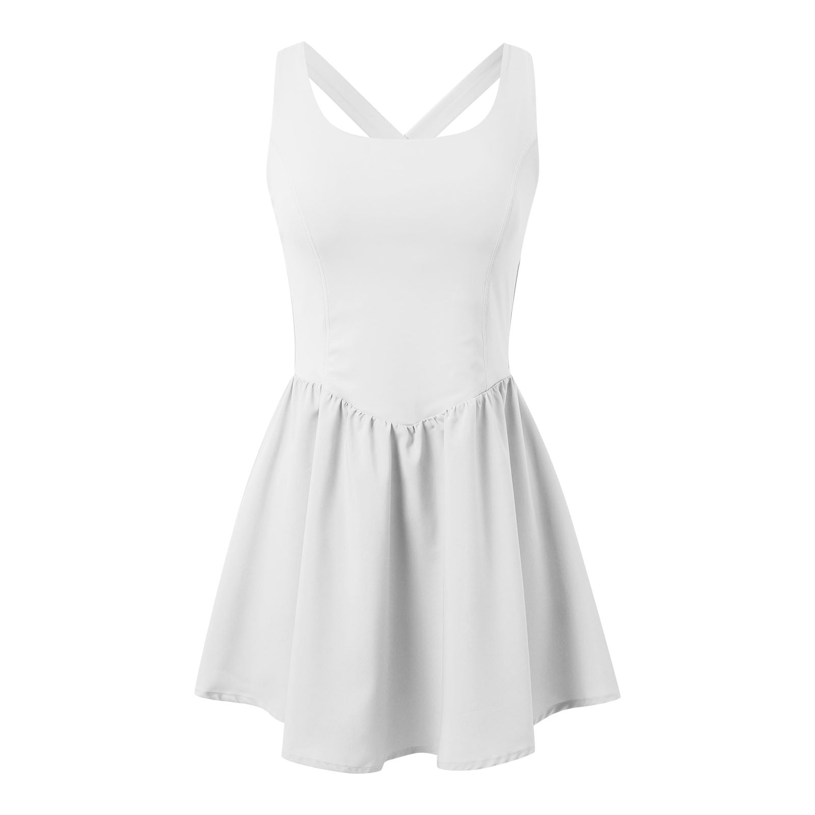 OSOLU Solid Color Tennis Dress With Built In Shorts Bra Adjustable Straps Athletic Dress For Women Summer Active Workout Dress Comfort Sundress Dresses For Women 2025 Elegant Classy