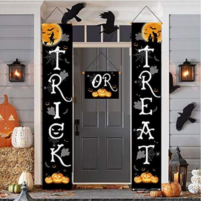 jozon halloween outdoor decoration trick or treat banner for front door ...