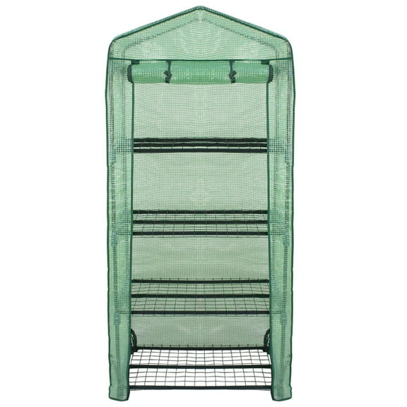 ZENSTYLE 4 Tier Mini Greenhouse with PE Cover and Roll-Up Zipper Indoor Outdoor