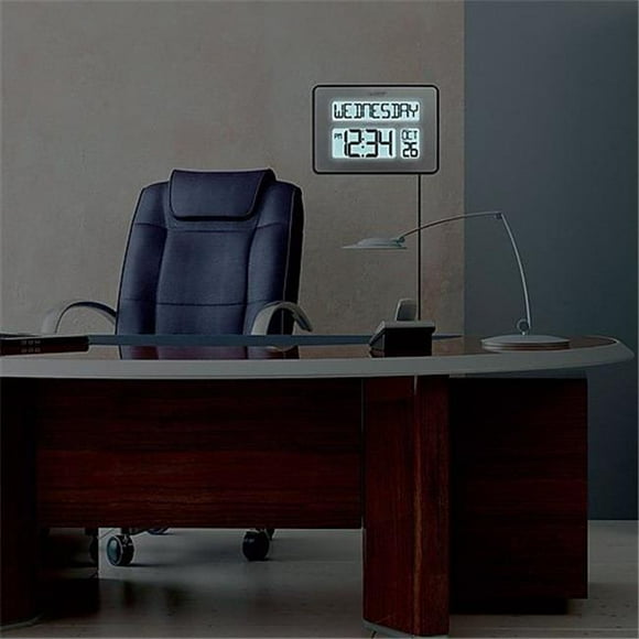 Lacrosse 513-1419BL-INT Backlight Atomic Calendar Silver Clock with Extra Large Digits