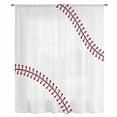 thumbnail image 2 of Baseball Sheer Curtains 63 Inches Long, Modern Minimalist Red Lines Light Filering Curtains, Breathable Simi Curtain Privacy Drapes for Living Room Bedroom Lightweight Window Treatment, 2 of 9