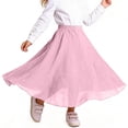 thumbnail image 7 of IVEYRTF Girls Cotton Linen Look Solid Color High Waist Elastic Waist Skirt with Pockets Ruffle Hem A-Line Kids Casual School Activities Everyday Long Skirt, 7 of 7