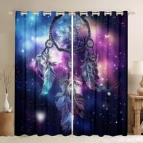 Castle Fairy Teens Feather Dreamcatcher Curtains Pack of 2 (42x84 Each),Universe Cosmos Curtains Blackout,Bohemian Boho Theme Bedroom Curtains,Lightweight Room Decor