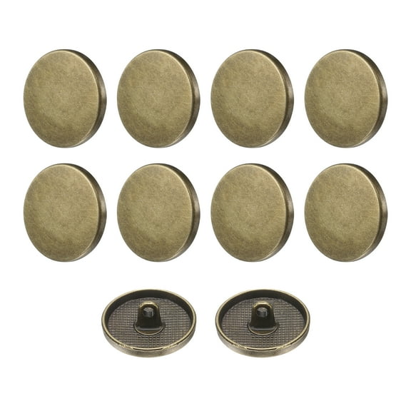 Uxcell 10pcs 32L Metal Round Flat Sewing Buttons 20mm Alloy Shank Craft Replacement Button for Men Women Suit Woolen Coat Shirt Trousers Sewing Crafts, Bronze