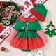 thumbnail image 2 of Disfraz de elfo navideño para niñas pequeñas, traje de fiesta navideña, vestido a rayas de manga larga, mono con sombrero, 2 of 7