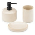 thumbnail image 6 of Navaris Ceramic Bathroom Accessories Set (3 Pieces) - Includes Soap Dispenser, Toothbrush Holder, Soap Dish - Modern Bath Accessory Holders - Sand, 6 of 6