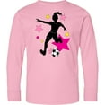 thumbnail image 3 of Inktastic Girl Playing Soccer Pink and Yellow Stars Long Sleeve Youth T-Shirt, 3 of 5