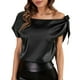 thumbnail image 1 of Blusa sin mangas con hombros descubiertos y color liso para mujer, jersey con lazo, blusa con lazo de Color puro, 1 of 8