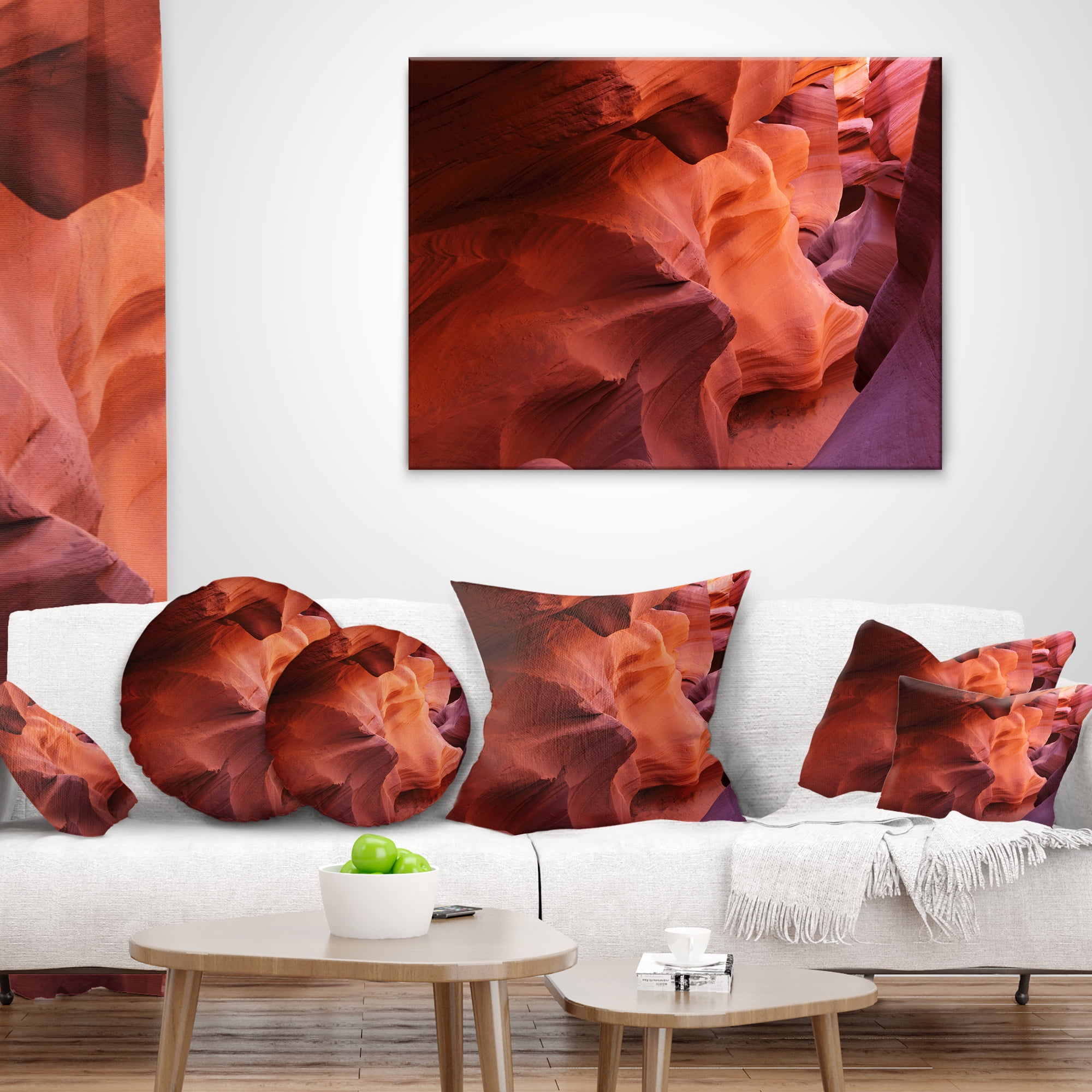 Designart Antelope Canyon Magical Shades - Landscape Photography Throw Pillow - 16x16